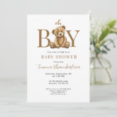 Oh Junge Teddybär Junge Baby Shower Einladung (Stehend Vorderseite)