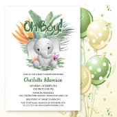 Oh Junge! Tropical Gray Baby Elephant Baby Dusche Einladung