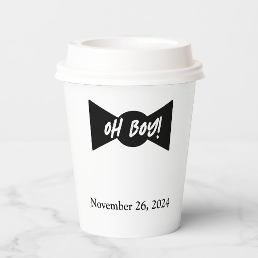 Oh Junge! Tuxedo Babydusche Pappbecher (Rückseite)