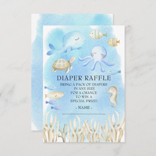 Oh Junge unter dem Meer Babydusche Windelwanne Einladung (Vorne/Hinten)