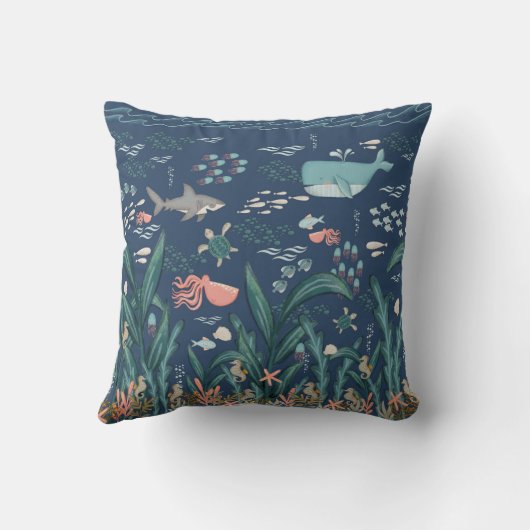 Oh Junge unter dem Meer Octopus Baby Birth Stats Kissen (Rückseite)