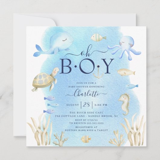 Oh Junge unter der Meeresdusche Einladung (Vorderseite)