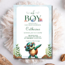 Oh Junge unter der Meeresschildkrötendusche