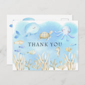 Oh Junge unter der Sea Baby Dusche Danke Postkarte (Vorne/Hinten)