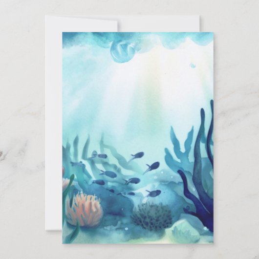 Oh Junge unter Sea Seepferd Niedlich Ocean Baby Du Einladung (Rückseite)