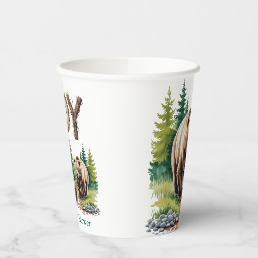 Oh Junge: Waldbaumtypografie Bärendusche Pappbecher (Links)