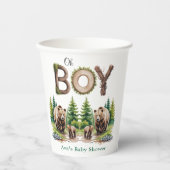 Oh Junge: Waldbaumtypografie Bärendusche Pappbecher (Vorderseite)