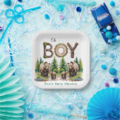 Oh Junge: Waldbaumtypografie Bärendusche Pappteller (Party)