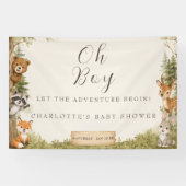 Oh Junge Wasserfarbe Rustikale Wald Baby Shower Banner (Horizontal)