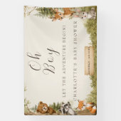 Oh Junge Wasserfarbe Rustikale Wald Baby Shower Banner (Vertikal)