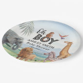 Oh Junge! Wild Safari Animals Baby Shower Pappteller (Schrägansicht)