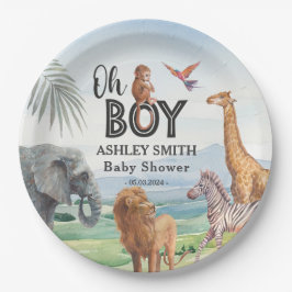 Oh Junge! Wild Safari Animals Baby Shower Pappteller