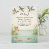 Oh Junge! Wildlife Baby Shower Einladung (Stehend Vorderseite)