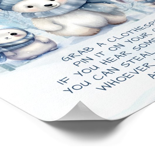 Oh Junge Winter Baby Dusche Sage kein Baby Game Poster (Ecke)