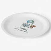 Oh Junge! Wir können Babydusche frühzeitig abwarte Pappteller (Schrägansicht)