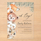 Oh Junge! Woodland Animals Babydusche Acryleinladungen (Vorderseite)