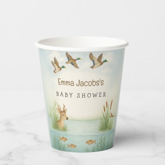 Oh Junge! Woodland Babydusche Pappbecher (Vorderseite)