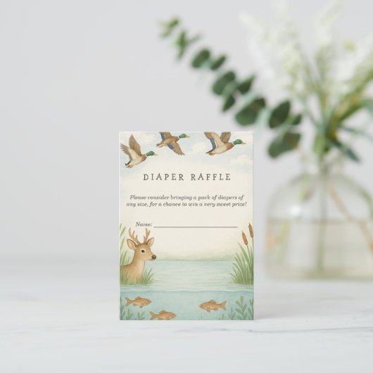 Oh Junge! Woodland Babydusche Windelwindeln Begleitkarte (Stehend Vorderseite)