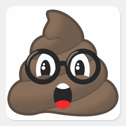Oh Kack Emoji mit Brille Quadratischer Aufkleber (Vorderseite)