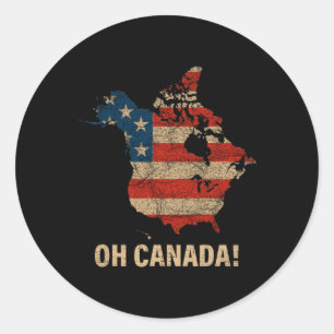 Oh Kanada Shirt Karte der USA Funny Trump 2025 4 Runder Aufkleber