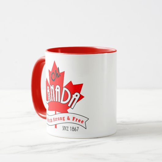 Oh, Kanada! True North Strong und Free Tasse (Vorderseite Links)