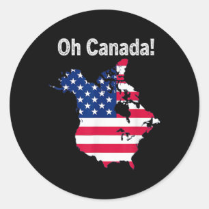 Oh, Kanada Trump Karte der US-Flagge halb kanadisc Runder Aufkleber