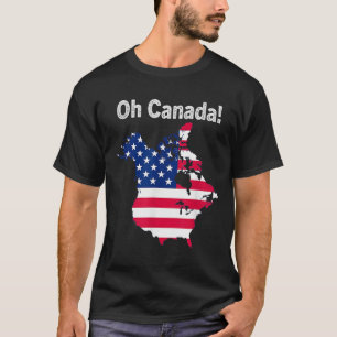 Oh, Kanada Trump Karte der US-Flagge halb kanadisc T-Shirt