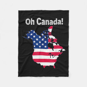 Oh Kanada Trump Karte Von USA-Flagge Halb Kanadisc Fleecedecke