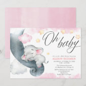 Oh, kleine Elefantenjunge, rosa gelbe Babydusche Einladung (Vorne/Hinten)