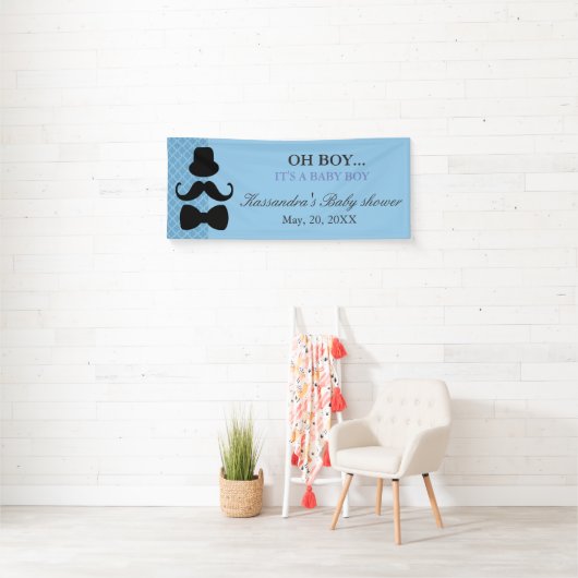 OH! Kleine Mann-Schnurrbart-Baby-Duschen-Fahne Banner (Insitu)