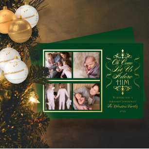 Oh, komm Lass uns Adore Ihm 4 Foto Weihnachten Folien Feiertagskarte