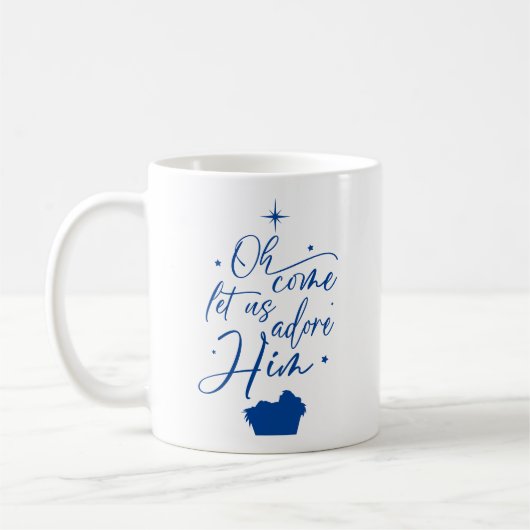 Oh, komm Lass uns Adore Ihm Weihnachtskrippen Kaffeetasse (Links)