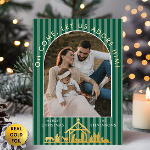 Oh komm lasst uns ihn anbeten Weihnachten Krippen  Folien Feiertagskarte