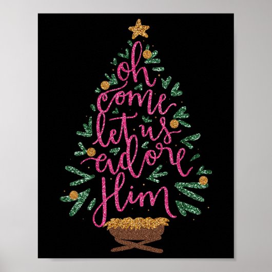 Oh kommen Lass uns Adore Ihm Jesus Weihnachten Chr Poster (Vorne)