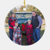 Oh, kommen Sie Lass uns Adore Ihm Foto Weihnachten Keramik Ornament (Hinten)