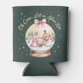 Oh, kommen Sie Lass uns Adore Ihm Jesus Xmas rosa  Dosenkühler (Vorderseite)