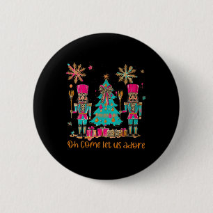 Oh, kommen Sie Lass uns Adore Ihm Weihnachtsnachts Button