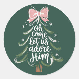 Oh kommt lasst uns ihn anbeten Christlicher Weihna Runder Aufkleber