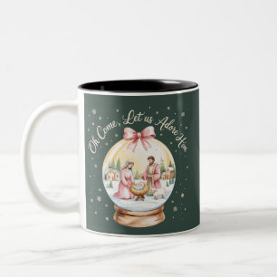Oh kommt lasst uns ihn anbeten Jesus Weihnachten P Zweifarbige Tasse