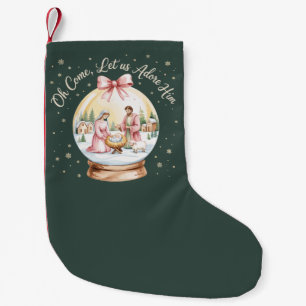 Oh kommt lasst uns ihn anbeten Jesus Xmas Pink Coq Kleiner Weihnachtsstrumpf