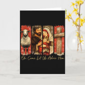 Oh kommt lasst uns ihn anbeten Krippe Heilige Chri Karte (Gelbe Blume)