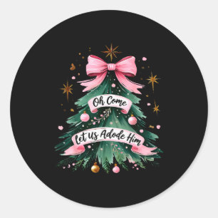 Oh kommt lasst uns ihn anbeten Weihnachts-Pyjamas Runder Aufkleber