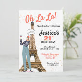 Oh La Any Age Paris Thema Geburtstag Einladung (Stehend Vorderseite)