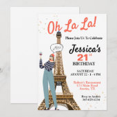 Oh La Any Age Paris Thema Geburtstag Einladung (Vorne/Hinten)