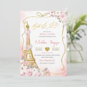 Oh La Blush Pink französisches Pariser Brautparty Einladung (Stehend Vorderseite)