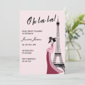 Oh La Chic Paris Themed Party Einladung (Stehend Vorderseite)