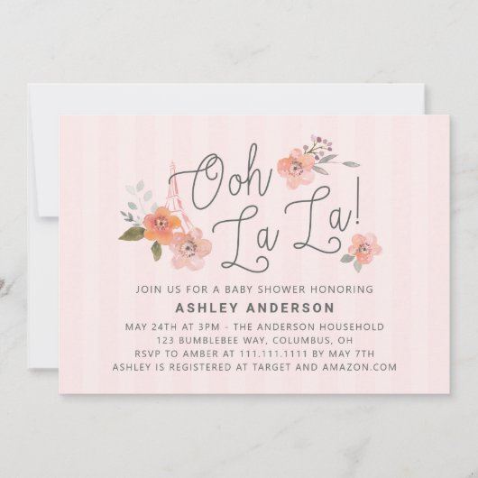Oh La Französisch Babydusche Einladung (Vorderseite)