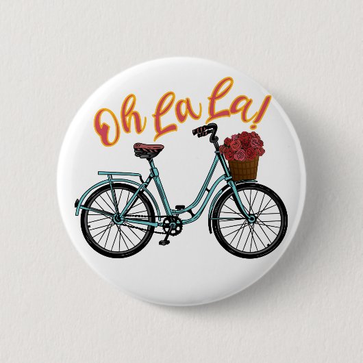 Oh La French Bicycle Funny French Redewendungen Button (Vorderseite)