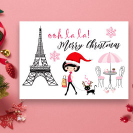 Oh La Girl und Cat Paris Eiffel Tower Weihnachten