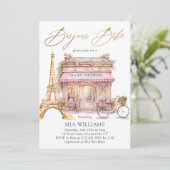 Oh, La! Gold French Paris Cafe Baby Dusche Einladung (Stehend Vorderseite)
